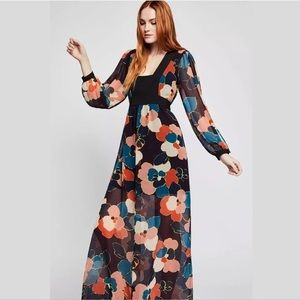 BCBG Generation Maxi Floral Dress Chiffon